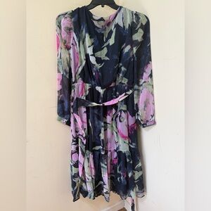 DKNY Floral Chiffon Dress